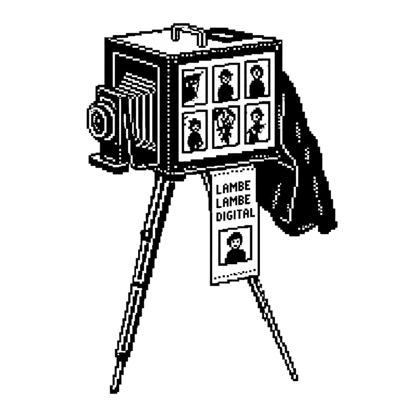 Placeholder do selo em pixel art da câmera Lambe-Lambe